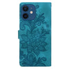 For iPhone 12 Lace Floral Embossed Magnetic Buckle Leather Phone Case(Green)
