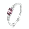 Sterling Silver S925 Zircon Ring Platinum Plated Ring, Size: No.6(BSR265-VT)
