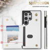 For Samsung Galaxy S23 Ultra 5G Rhombic Dual Buckle Card Slots Phone Case with Lanyard(White)