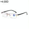 Rimless Anti Blue-ray Blue Film Lenses Presbyopic Glasses, +4.00D(Black)