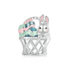 S925 Sterling Silver Easter Basket Egg Rabbit DIY Beads(BSC997)