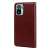 For Xiaomi Redmi Note 10 Rose Embossed Horizontal Flip PU Leather Case with Holder & Card Slots & Wallet(Brown)