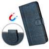 For Samsung Galaxy A02 / M02 Line Splicing Buckle Retro Leather Phone Case(Dark Blue)