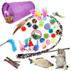 28-Piece Cat Toy Set | Feather Mice, Balls & Sisal Scratcher