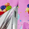137x183cm Happy Birthday PET Aluminum Film Tablecloths Disposable Waterproof Party Decorative Table Cloth, Style: English Black Balloon