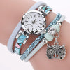 Ladies Small Dial Circle Owl Pendant Bracelet Watch(Milk White)