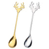 4pcs /Pack Christmas 304 Stainless Steel Deer Stirring Spoon Coffee Dessert Scoop, Color: Gold+Red Box