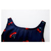 Summer Girls Cherry Pattern Sleeveless Dress, Kid Size:90cm(Navy Blue)