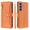 For Samsung Galaxy S25+ 5G Sheep Texture Cross-body Zipper Wallet Leather Phone Case(Orange)