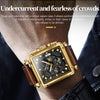 OLEVS 9925 Men Square Dial Multifunctional Waterproof Quartz Watch(Black + Gold)