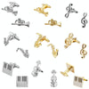 Brass Music Series Instrument Note Cufflinks, Color: Silver Sixteen Notes
