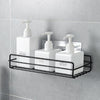 Wrought Iron Bathroom Shelf Wall Mounted Free Punch Toilet Rack(Black)