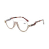 Diamond Studded Cat Eye Presbyopic Glasses Half-frame Fish-filament Glasses Unisex, Degree: +100(Gray Purple)