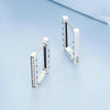 BSE739 Sterling Silver Geometric Minimalist Rectangular Earrings