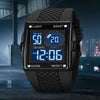 SKMEI 1967 Stainless Steel Buckle PU Strap Waterproof Electronic Watch(Black and White Machine)