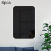 4pcs 20cm x 13cm Round Corner Models Rectangle Acrylic Mirror Stereo Wall Stickers(Black)