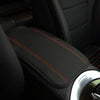 Car Center Console Cover Mat Fiber Leather Embossed Double Line Armrest Cover 32x19cm(Black Orange)