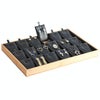 Bamboo Wooden Grid Liner Jewelry Display Tray Necklace Pendant Storage Tray Showcase, Style: 18 Grid Black Leather