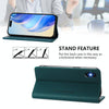 For iPhone X / XS RC01 Dual-Folded Magnetic Suction RFID Leather Phone Case(Dark Green)