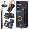 For Samsung Galaxy S25 5G Retro Skin-feel Ring Multi-card Wallet Phone Case(Black)