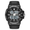 SANDA 6025 Dual Time Digital Display Luminous Calendar Waterproof Multifunctional Men Sports Quartz Watch(Black White)