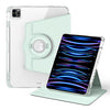 For iPad Air 13 2024 / Pro 12.9 2022 360 Rotation Detachable Clear Acrylic Leather Tablet Case(Light Green)