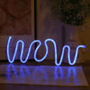 WOW Shape LED Neon Light Wall Hanging Bar Atmosphere Lights(Blue Light)