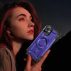 For iPhone 12 Lens Holder MagSafe Phone Case(Purple)