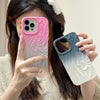 For iPhone 14 Pro Wrinkle Gradient Skin-feel Frosted TPU Phone Case(Pink Grey)