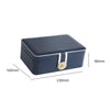 zk-0025 Multifunctional Double Layer PU Large Capacity Earring Ring Jewelry Box(Navy Blue)