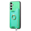 For Samsung Galaxy S25 5G Retro Cross Leather Ring Horizontal Insert Card Bag MagSafe Phone Case(Green)