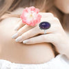Temperature Sensitive Discoloration Gemstone Adjustable Open Ring(Flower Edge)