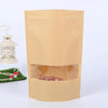 50 PCS Zipper Self Sealing Kraft Paper Bag with Window Stand Up for Gifts/Food/Candy/Tea/Party/Wedding Gifts, Bag Size:9x14+3cm(Frost)