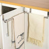 No-Punch Stainless Steel Over Door Towel Rack Cabinet Door Rag Hanging Holder, Length: 36.5cm White