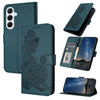 For Samsung Galaxy A56 5G Datura Flower Embossed Flip Leather Phone Case(Dark Green)