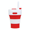350ML Folding Portable Silicone Telescopic Drinking Coffee Cup Multi-function Silica Cup Travel(White Red)