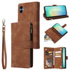 For Samsung Galaxy A06 4G Multifunctional Frosted Zipper Wallet Leather Phone Case(Brown)