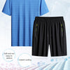 Summer Men T-shirt Short Pants Sports Suit Casual Fitness Two-piece Set, Size:XXXL(Black Top+Grey Shorts)