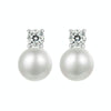 S925 Sterling Silver Platinum-plated Moissanite Pearl Earrings, Size: 0.1 Carat