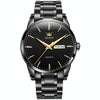 OLEVS 6898 Men Waterproof Luminous Steel Watch Band Quartz Watch(Black)