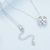 BSN334 Sterling Silver S925 White Gold Plated Lucky Clover Pendant Necklace
