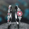 2 PCS/Set Women Fashion Zircon Gemstone Ring 10(Pink)