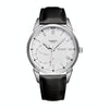 YAZOLE 427 Men Fashion Business PU Leather Band Quartz Wrist Watch, Luminous Points (White Dial + Black Strap)