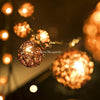 20 LEDs Rattan Balls Lights Fairy Holiday Christmas Outdoor LED Decorative Lamp, Style:4m Battery Style(Coffee +White)