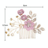 Fashion Flower Hair Combs Headdress Prom Bridal Wedding Hair Accessories Gold Leaves Hair Jewelry Hair Pins(Purple hair comb)