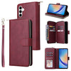 For Samsung Galaxy A35 5G 9-Card Slots Zipper Wallet Bag Leather Phone Case(Wine Red)