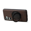 For Samsung Galaxy S24 FE 5G Denior A14 Skin Feel Rotating Holder MagSafe Phone Case(Brown)