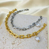 OPK 1323 Stainless Steel Personalized Simple Heart Pearl Bracelet, Color: Gold