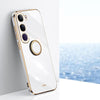 For vivo V40 Lite 5G XINLI Straight Edge 6D Electroplate TPU Phone Case with Ring Holder(White)