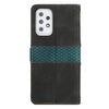 For Samsung Galaxy A33 5G Grid Stitching Leather Phone Case with Lanyard(Black)